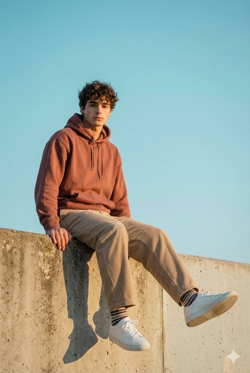 Cinematic Outdoor Portrait in Streetwear at Golden Hour — example 1
