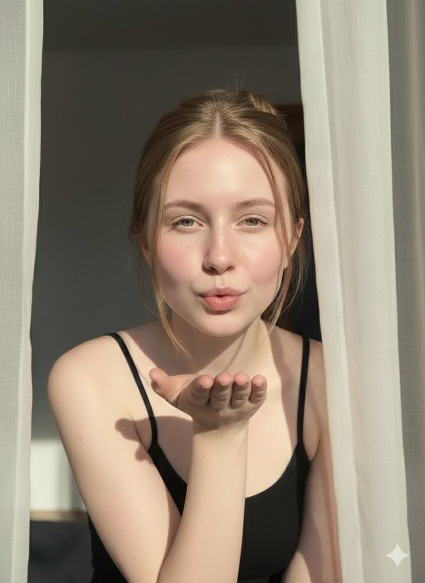 Fashion Editorial Close-Up Portrait with Ethereal Lighting — example 1