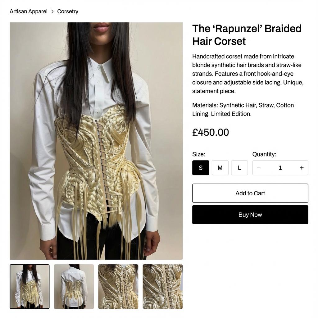 Corset online shop page layout — example 2