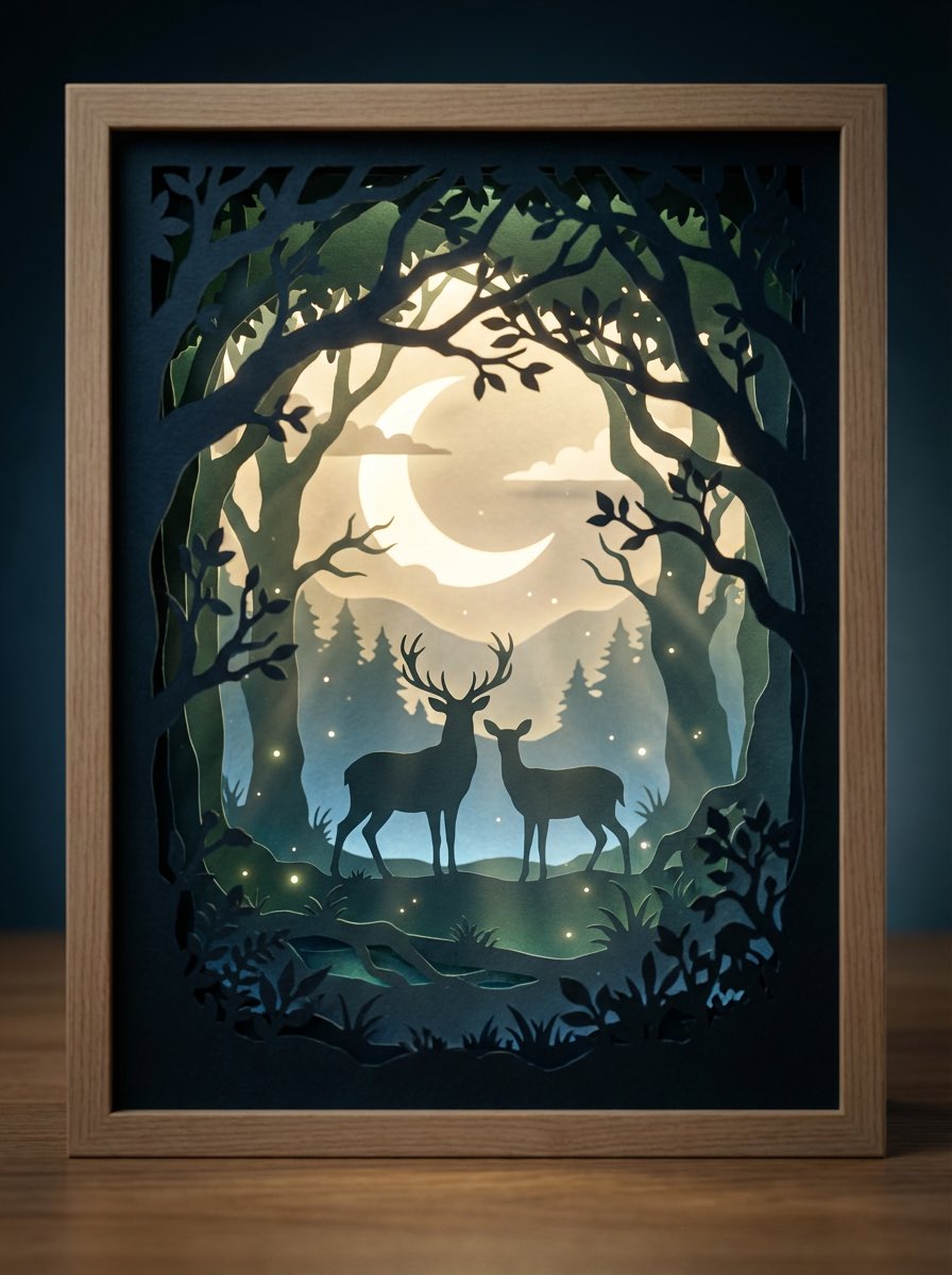 3D paper cut light box illustration framework — example 2