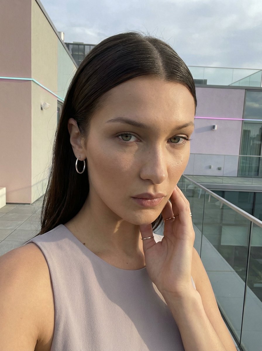 High-Fashion Selfie Portrait on a Modern City Rooftop — example 1