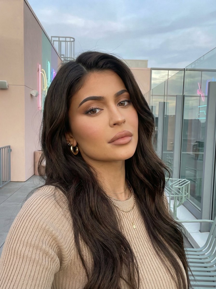 High-Fashion Selfie Portrait on a Modern City Rooftop — example 3