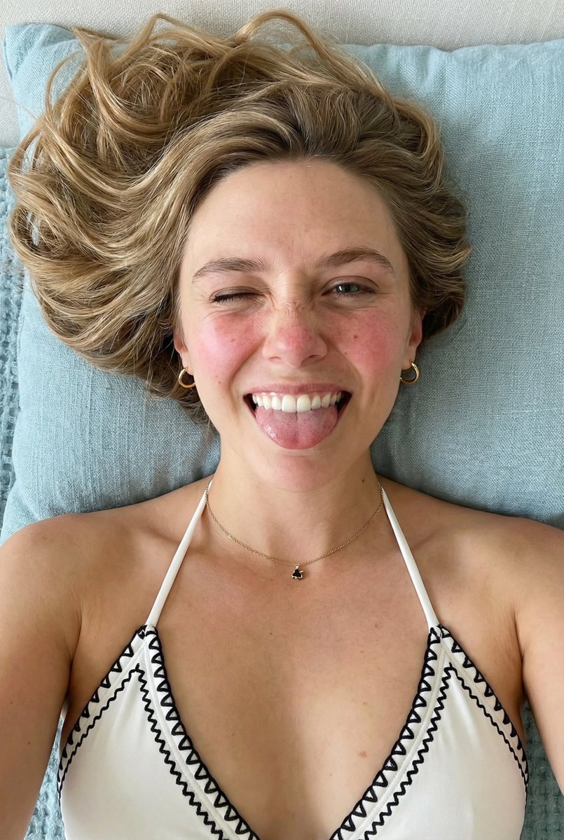 Overhead Playful Portrait (Blonde Hair Variant) — example 1