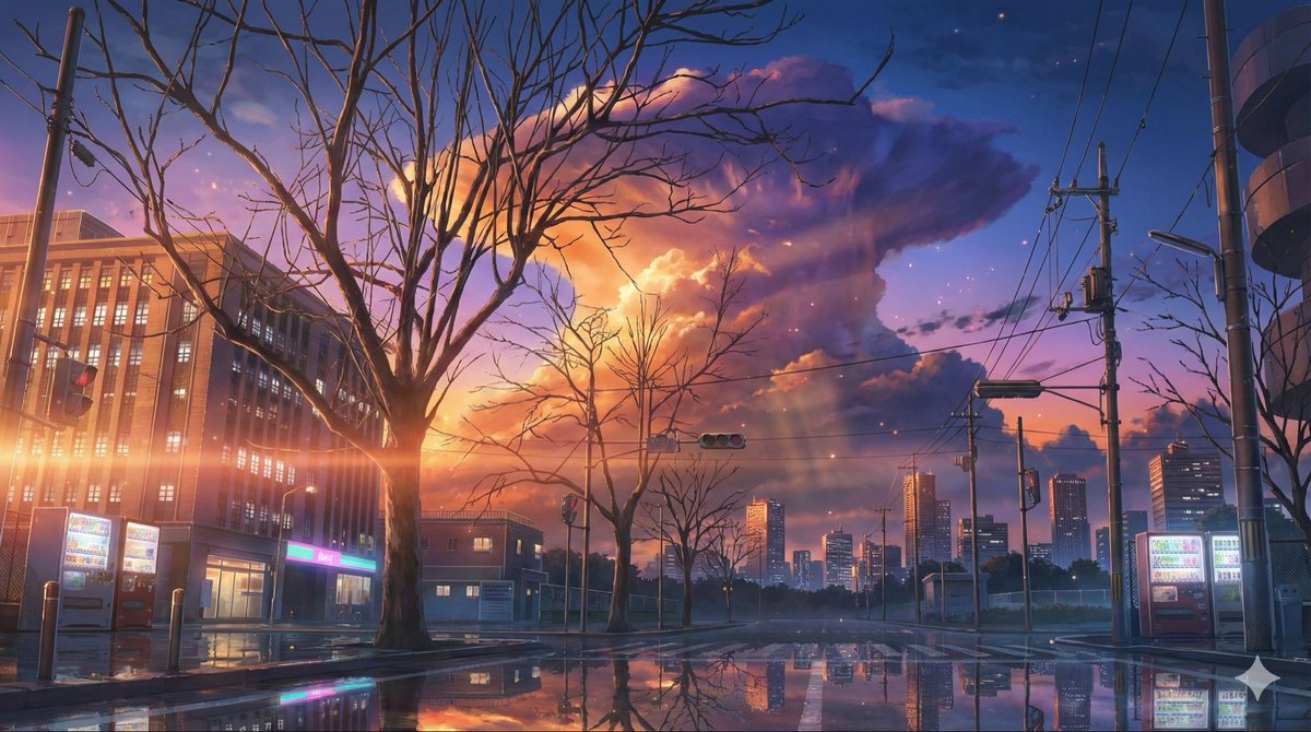 Makoto Shinkai-style cinematic sky background illustration — example 2