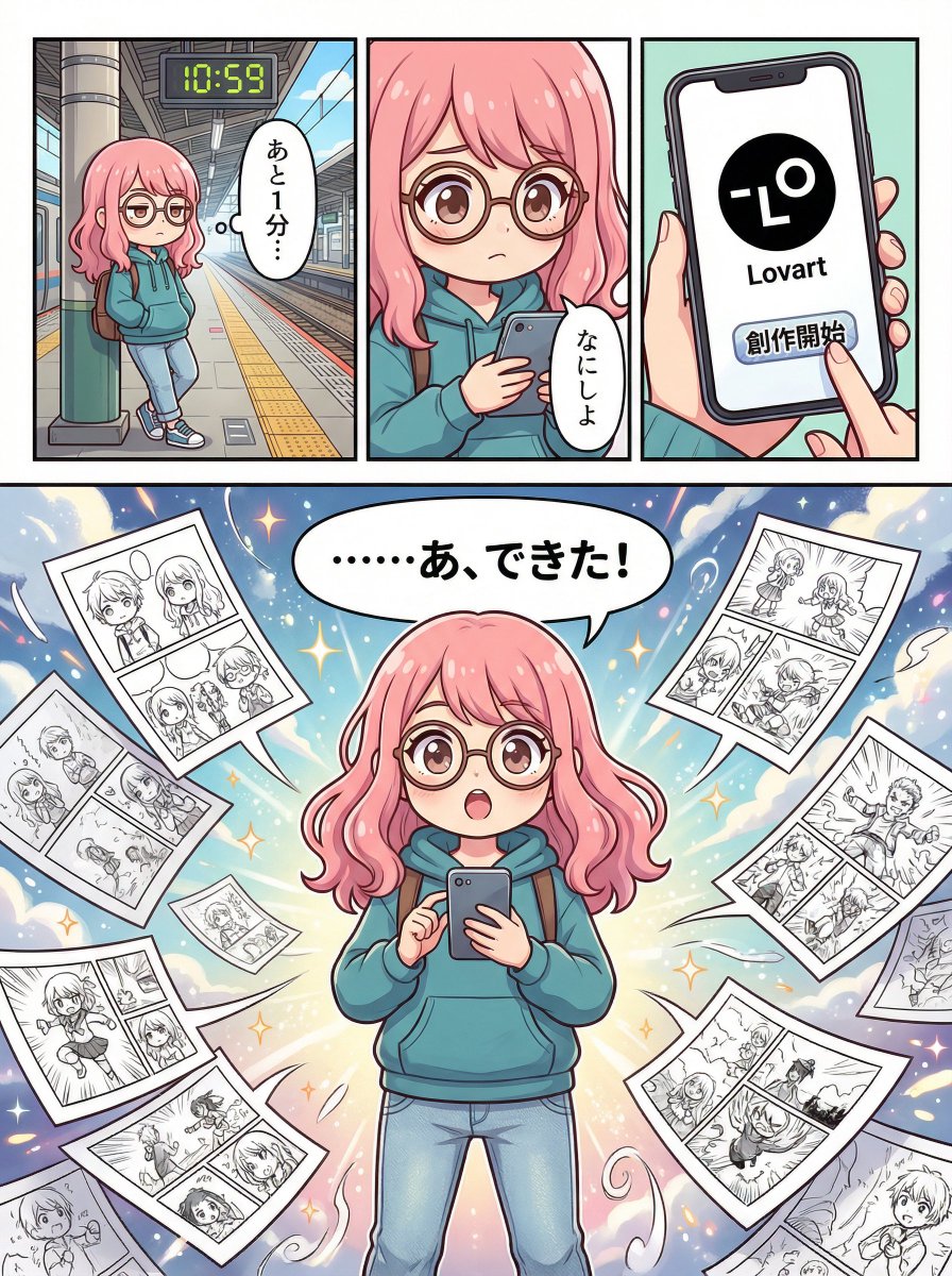 Four-Panel Manga Creation about Lovart App — example 1