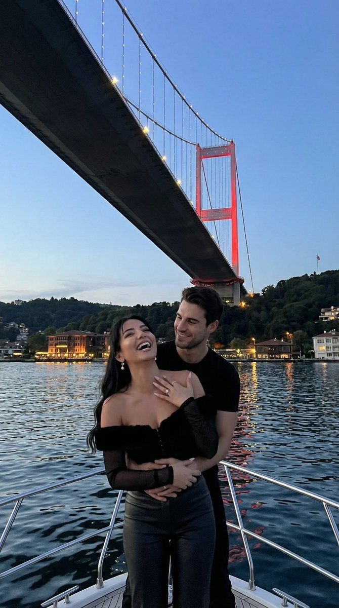 Cinematic Photoreal Romance on Bosphorus Yacht at Dusk — example 1