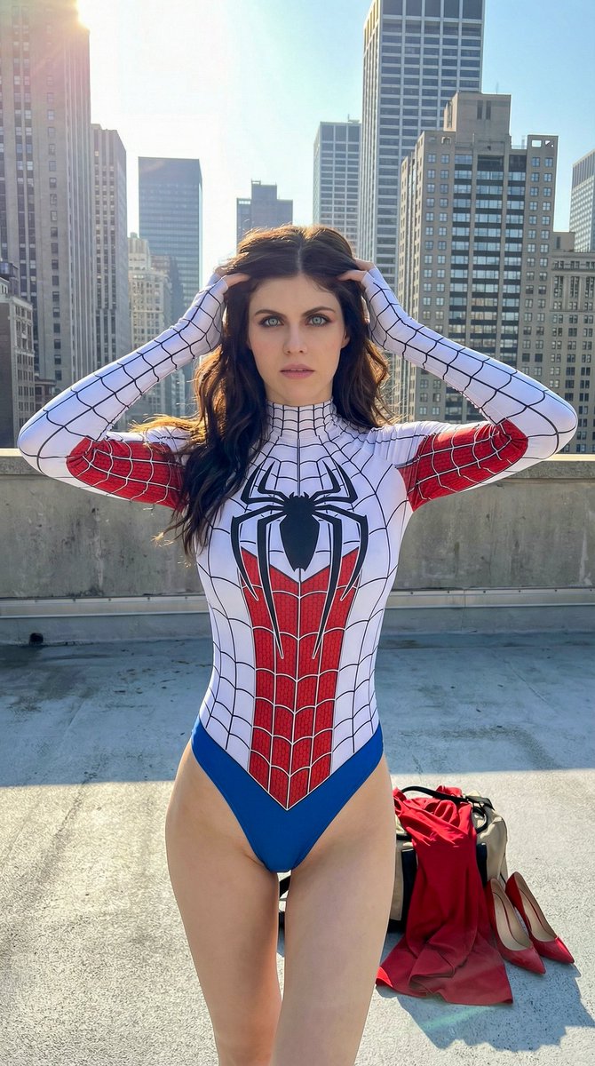 Photorealistic Spider-Girl Portrait with Voluminous Anatomy — example 1