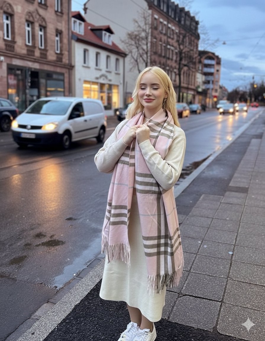 Cinematic Fashion Editorial in European Old Town at Twilight — example 1