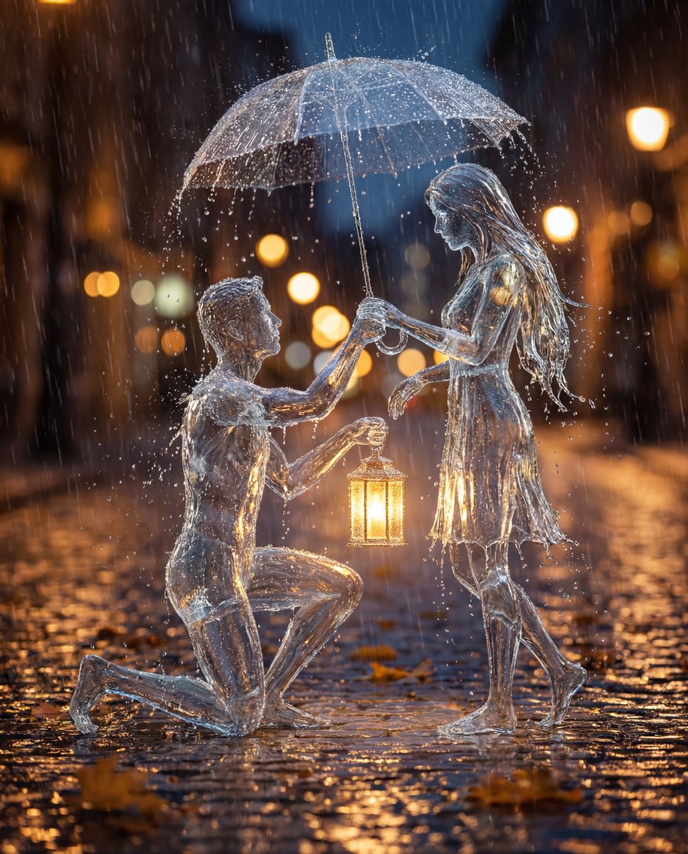 Conceptual Cinematic Art Made Entirely of Water Droplets