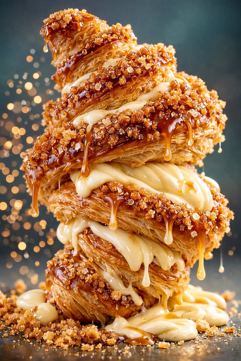 Hyper-Realistic Food Photography of Creamy Croissant