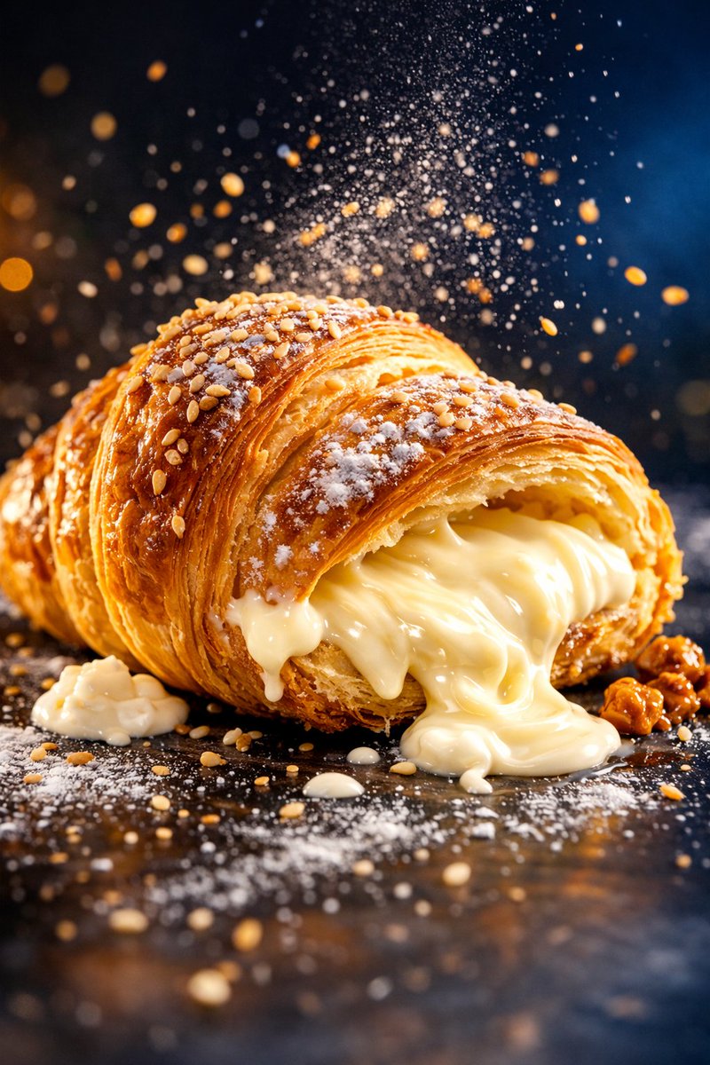 Hyper-Realistic Food Photography of Creamy Croissant — example 3