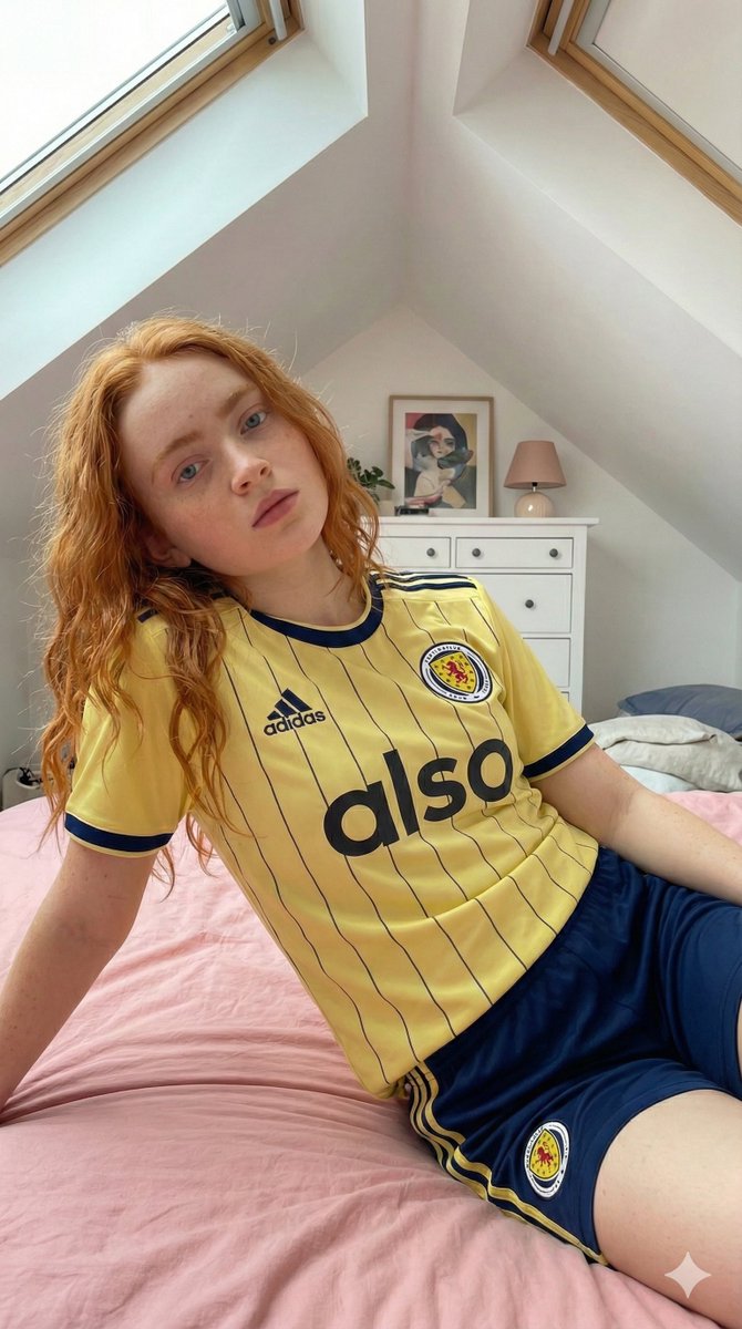 Photorealistic Selfie in Full Soccer Kit in Attic Bedroom — example 2