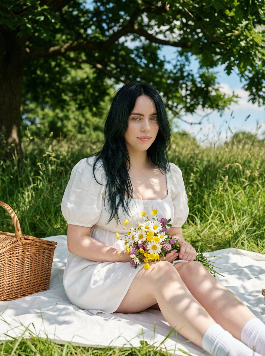 Cottagecore Picnic Portrait in Dappled Sunlight — example 3