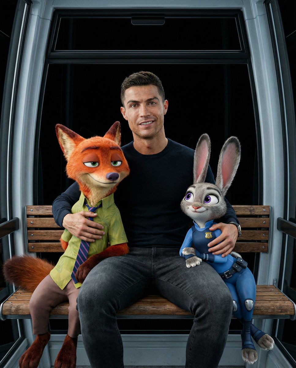 Cristiano Ronaldo with Zootopia Characters Prompt — example 1