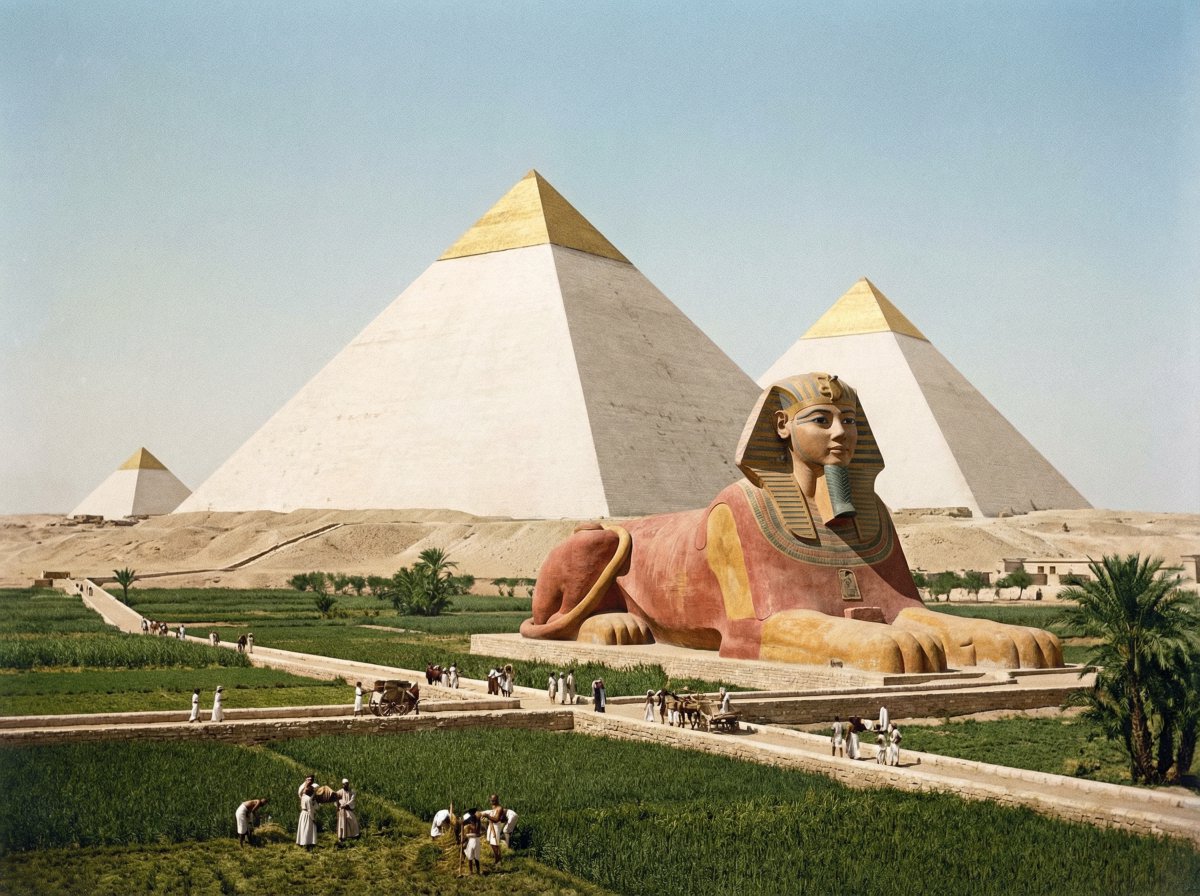 Restored pyramids and Sphinx — example 1