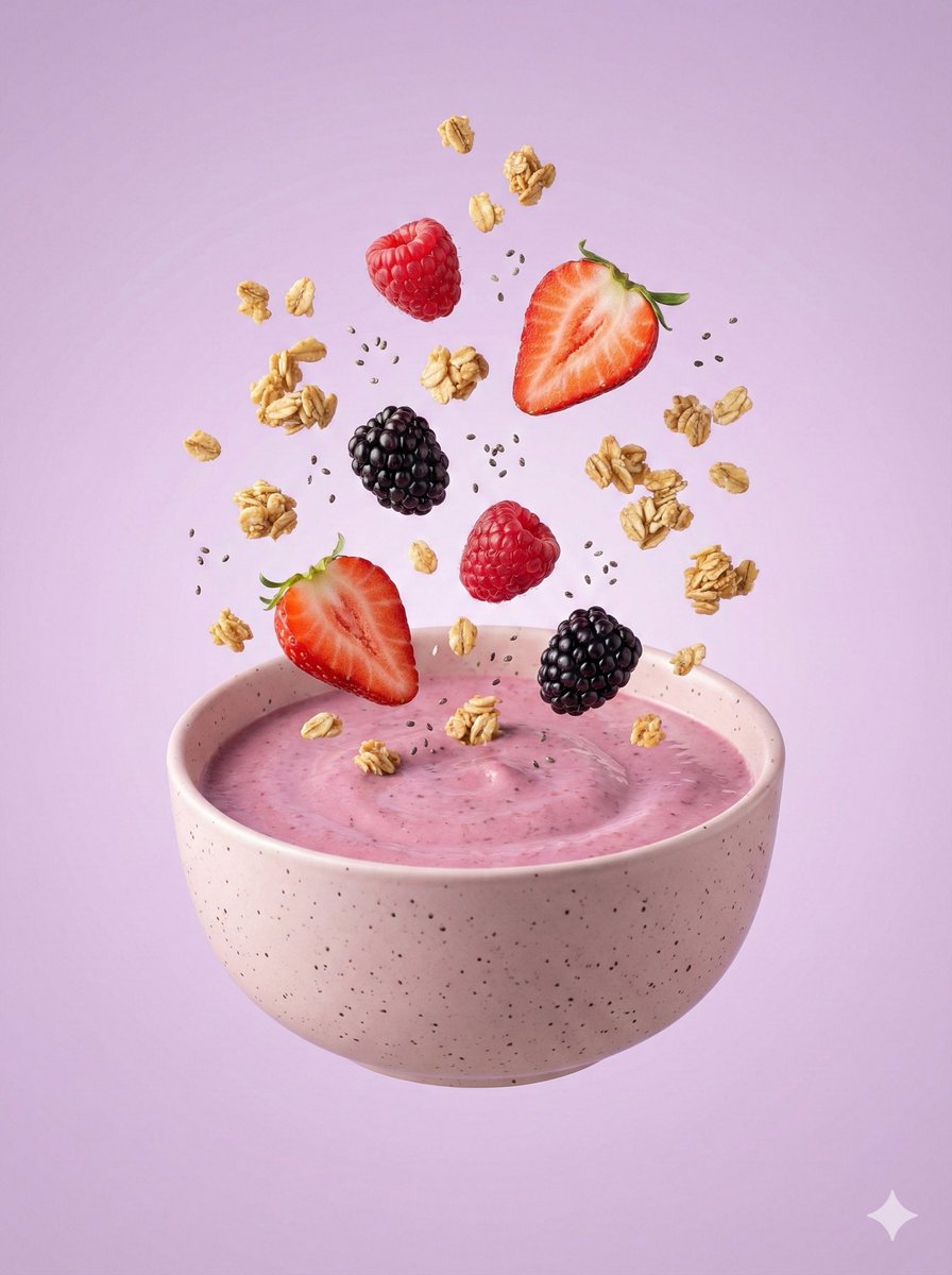 Hyper-Realistic Berry Smoothie Explosion Food Photography Prompt — example 2