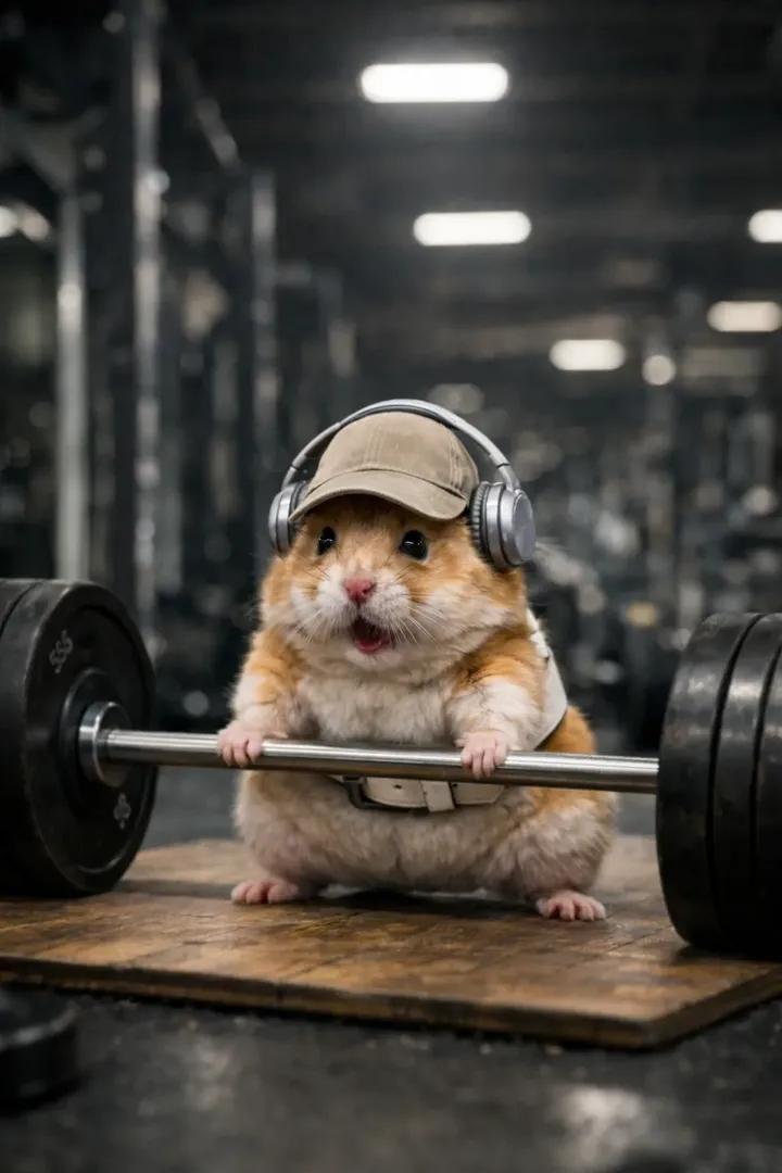 Cinematic Hamster Deadlift Video Prompt — example 1