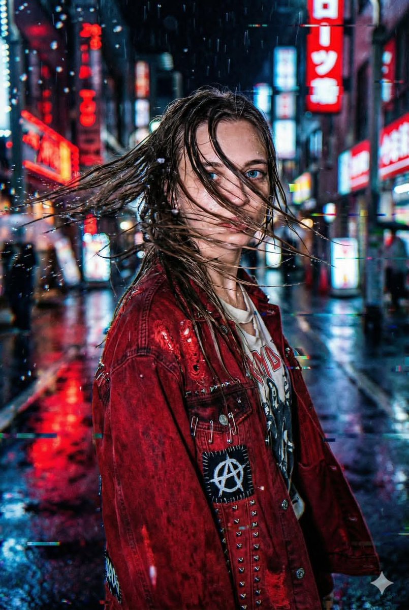 Neo-Tokyo Street Style Portrait Prompt with Glitch Effects — example 3