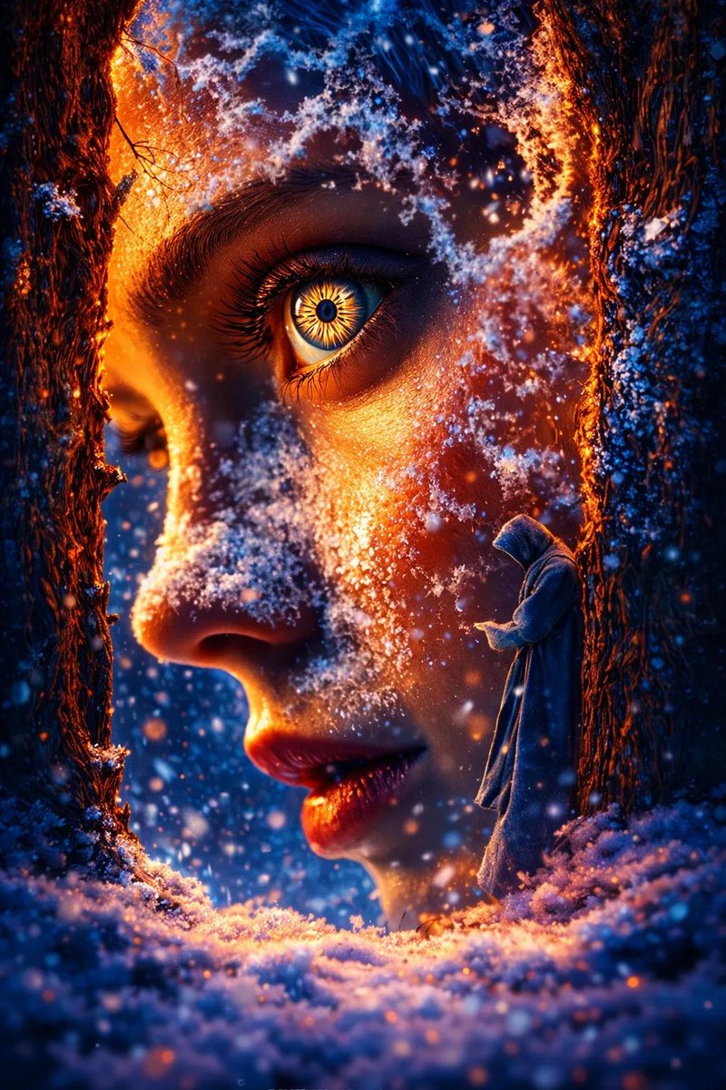 Surreal Fantasy Portrait Prompt (Fire and Ice) — example 1