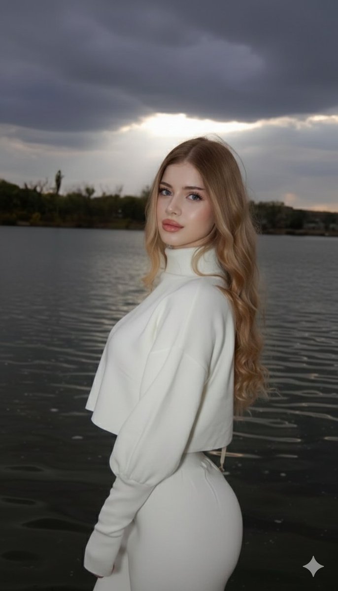 Cinematic Lakeside Fashion Portrait Prompt (Golden Hour) — example 1