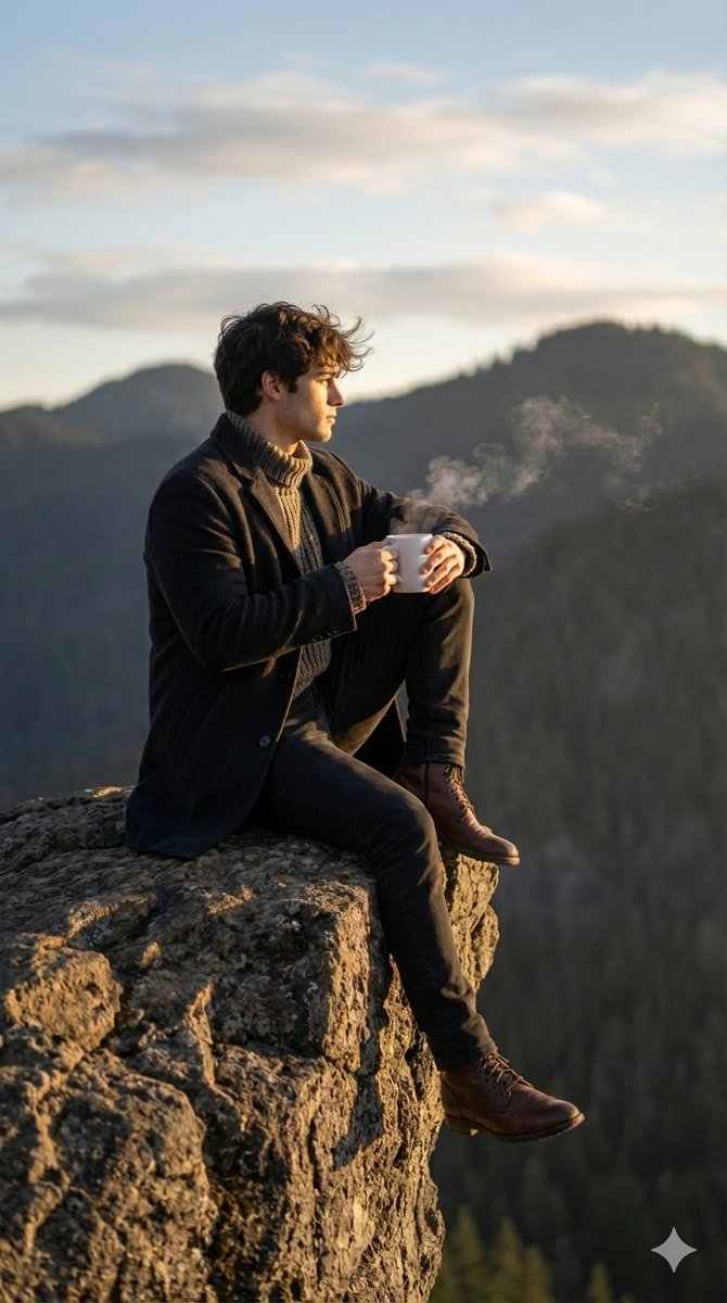 Cinematic Sunrise Portrait on a Cliff Edge — example 2