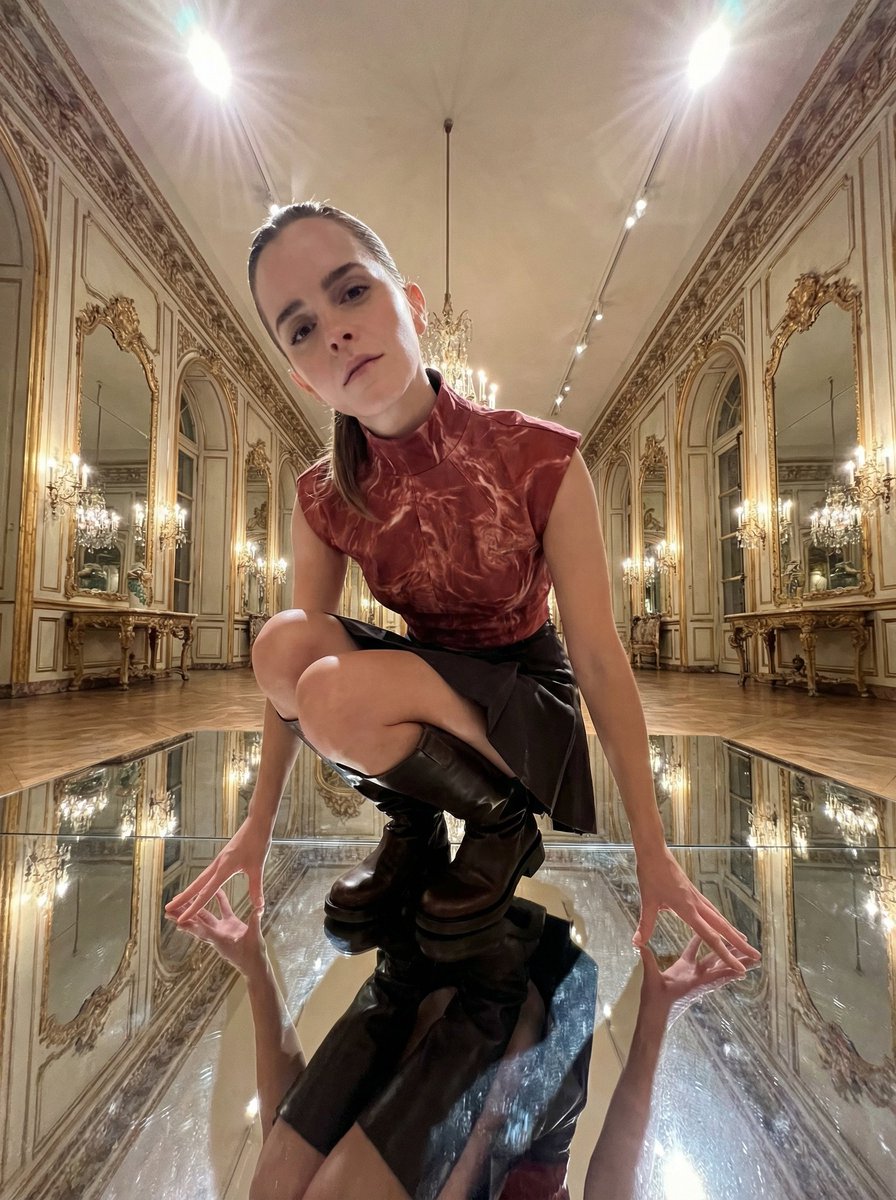 Emma Watson Unsettling Low-Angle Portrait Prompt — example 1