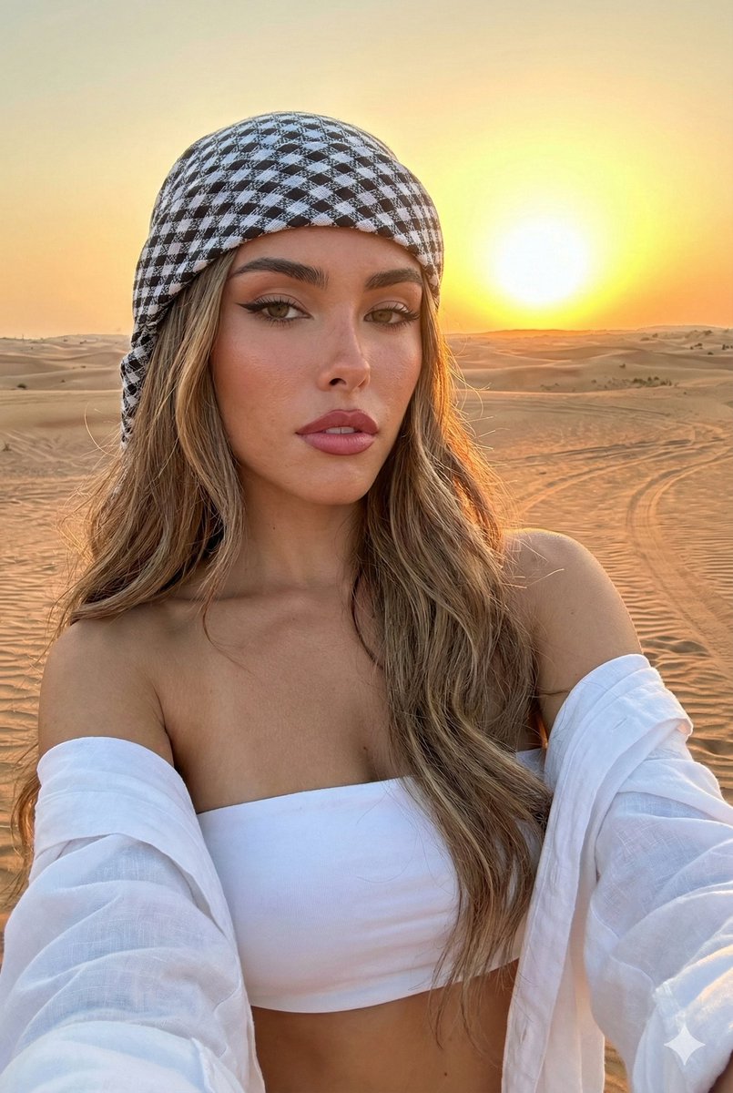 Madison Beer Desert Selfie Portrait Prompt — example 1