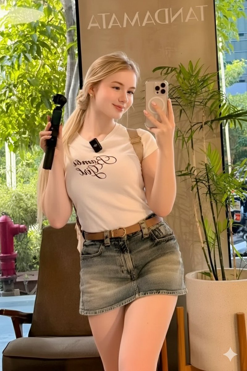 Ultra-Realistic Mirror Selfie in a Café — example 1