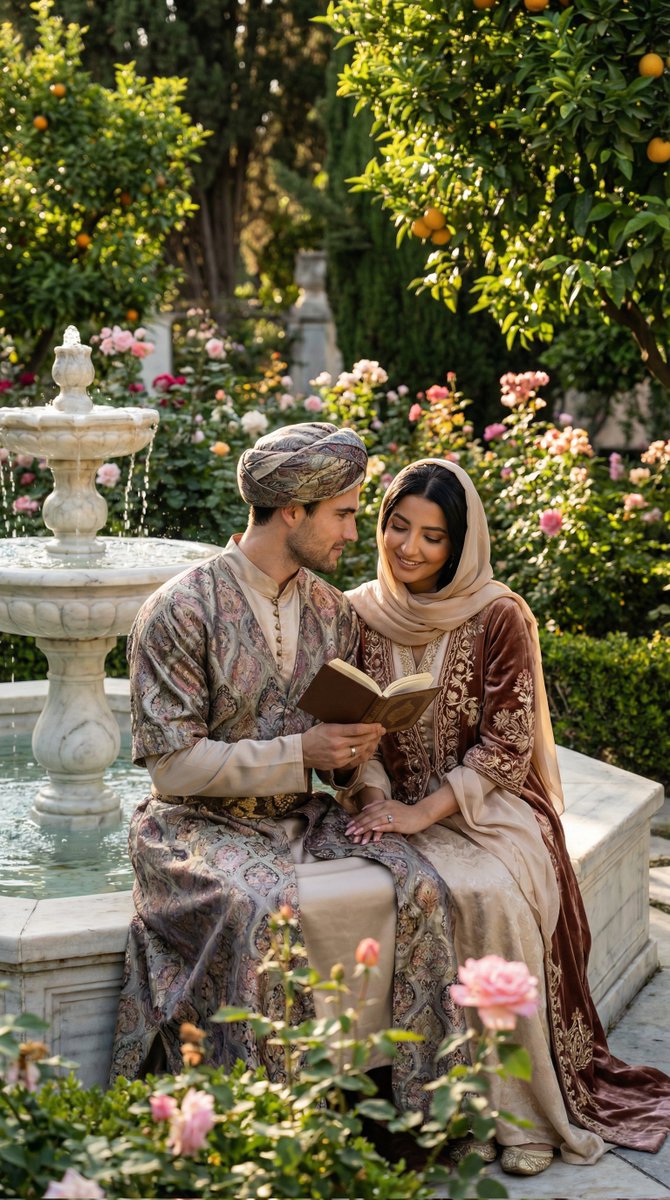 Historical Romantic Editorial Scene in an Ottoman Garden — example 1