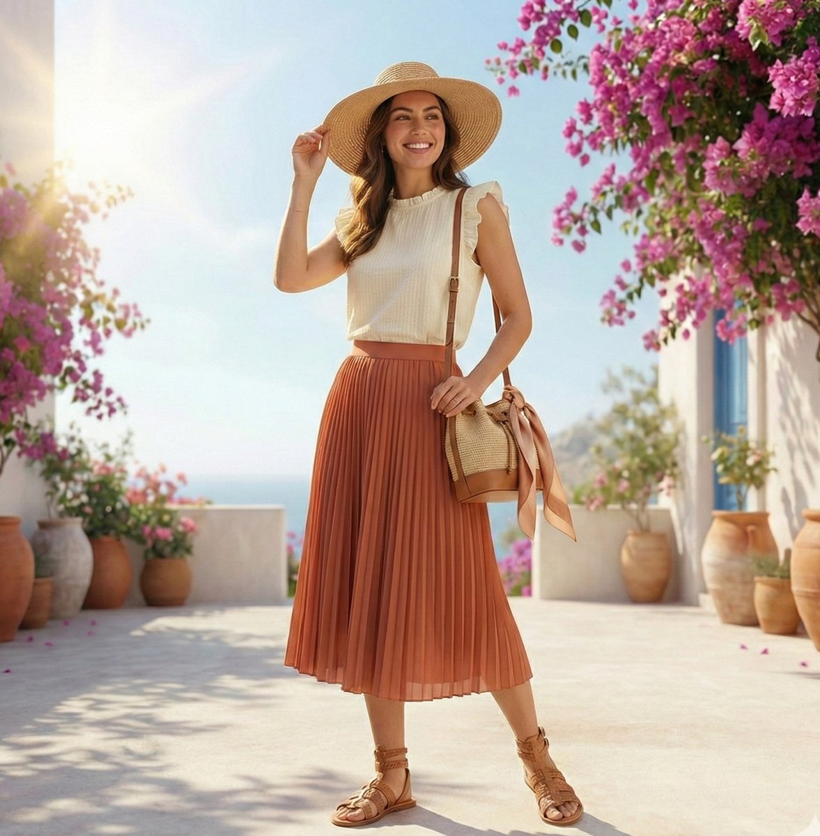 High-Fashion Summer Outfit Infographic with Exploded Composition — example 2