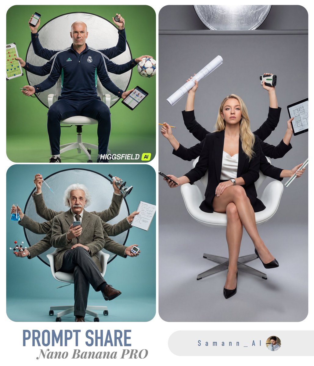 Hyper-Real Multi-Arm Professional Portrait — example 1