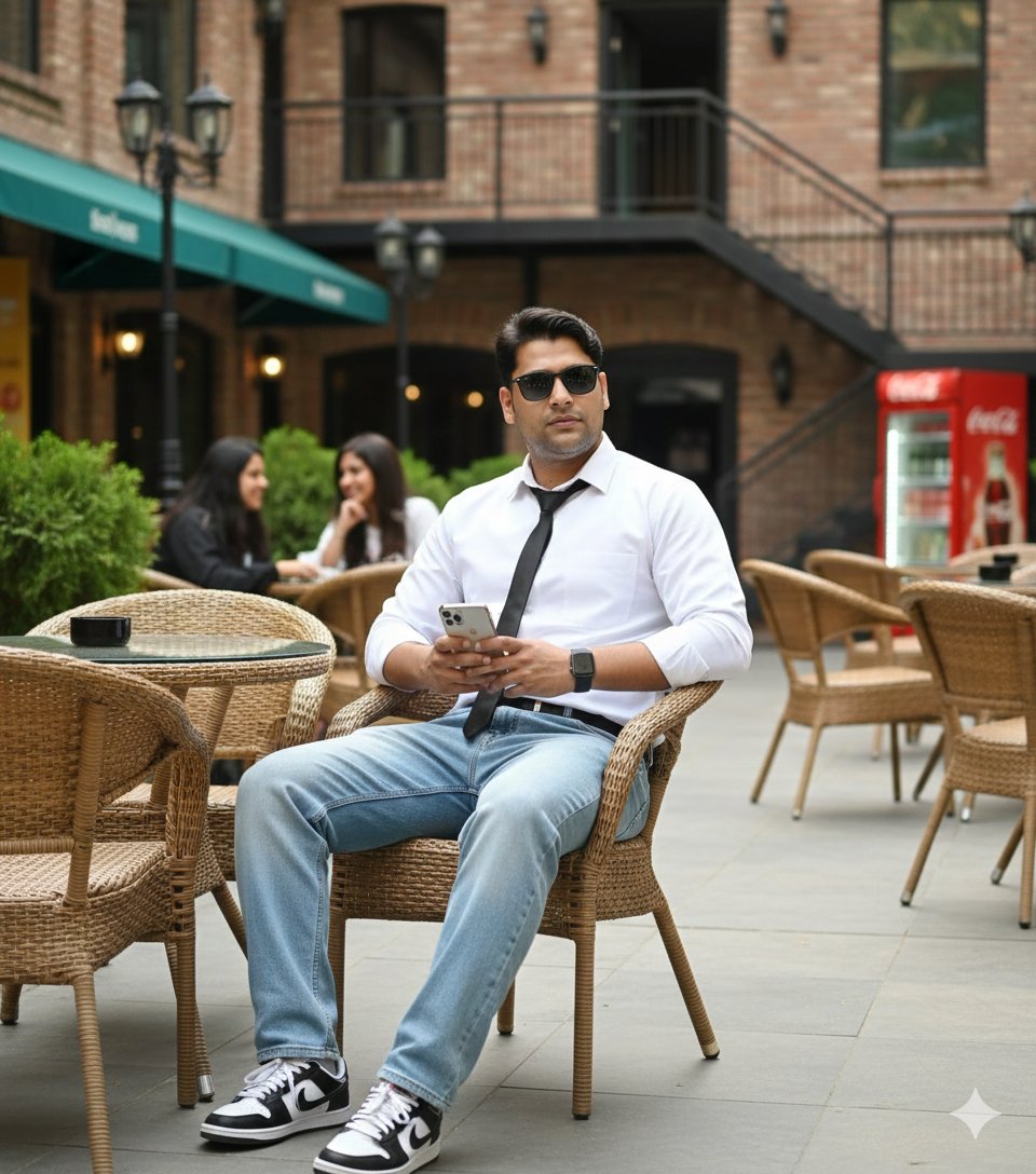 Ultra-Realistic DSLR Photo of an Indian Man in a Café — example 1