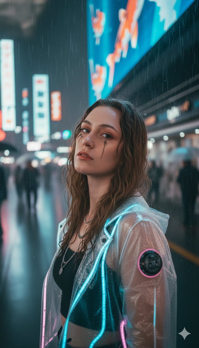 Cyberpunk Realism Portrait in Shinjuku Rain — example 2