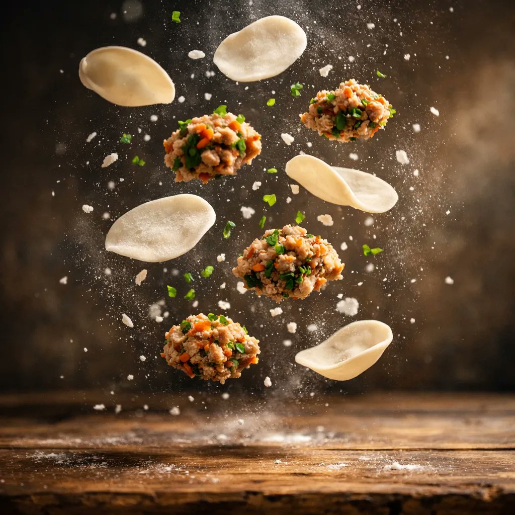 Cinematic Food Photography of Deconstructed Dumplings — example 2