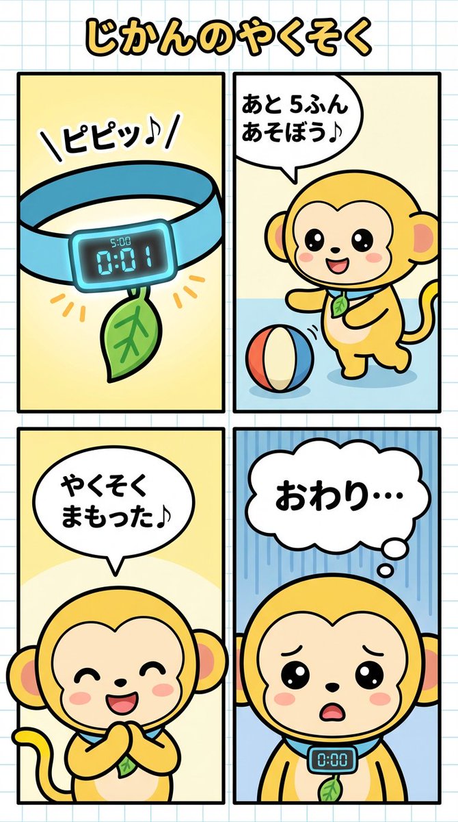 Four-Panel Comic Strip on Keeping Time — example 1
