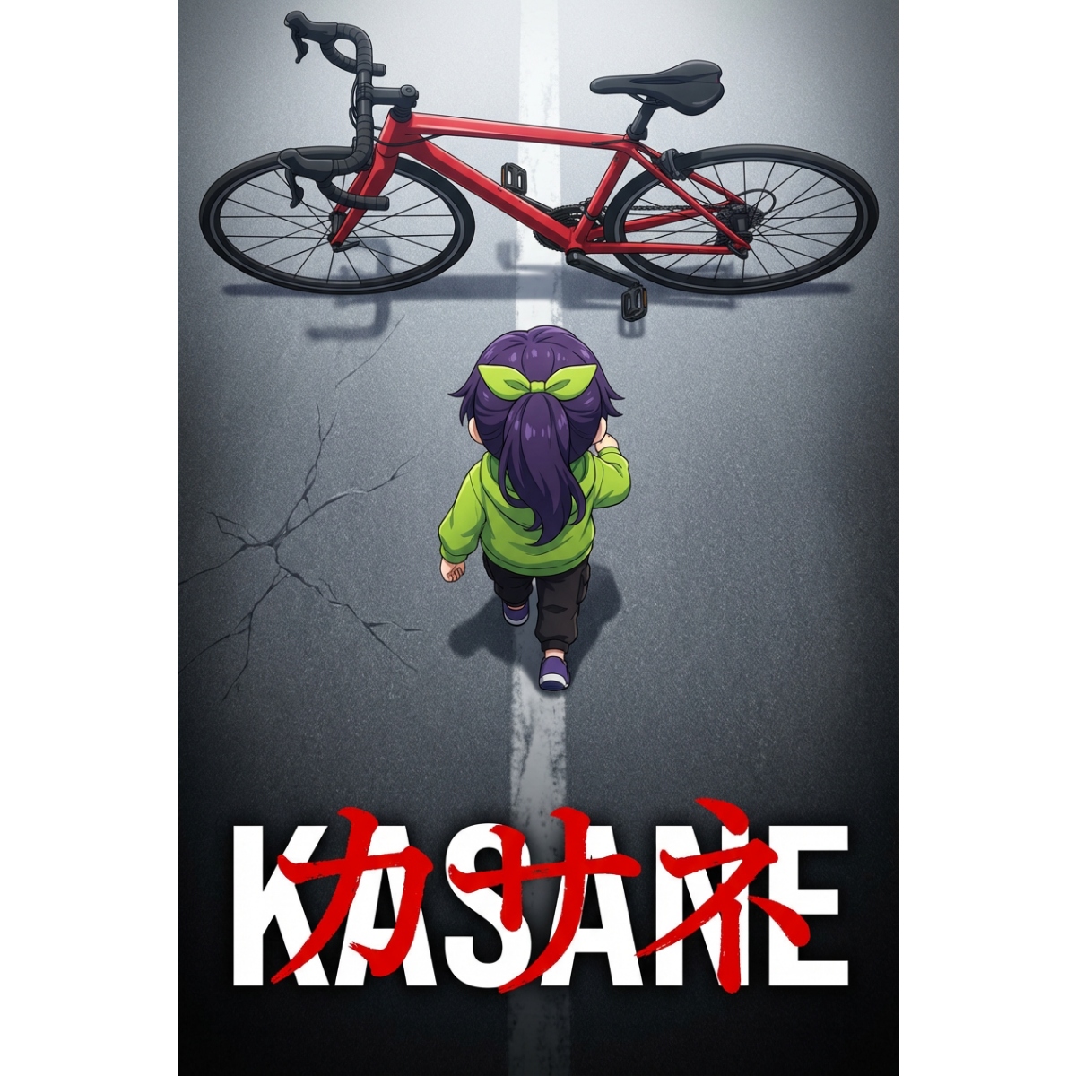 Anime Movie Poster Prompt: Chibi Character and Road Bike — example 1