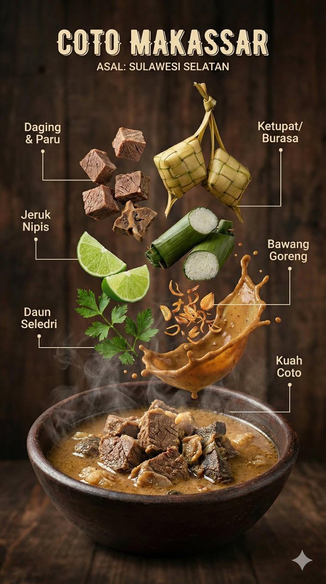 Hyper-realistic Indonesian Food Infographic Prompt — example 2