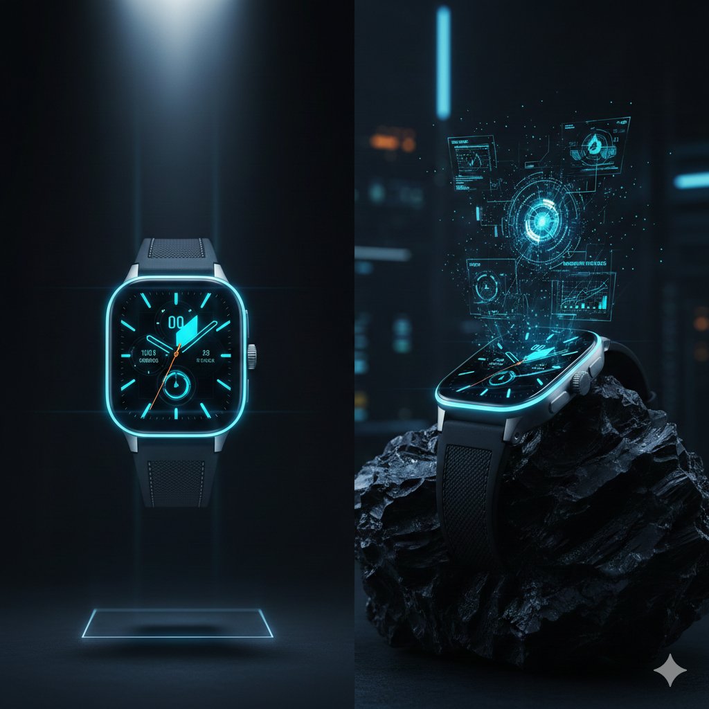 Cyber-Luxury Smartwatch Product Grid Prompt — example 1