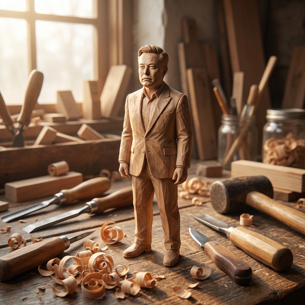 Hand-Carved Wooden Miniature Figure from Photo Reference — example 1