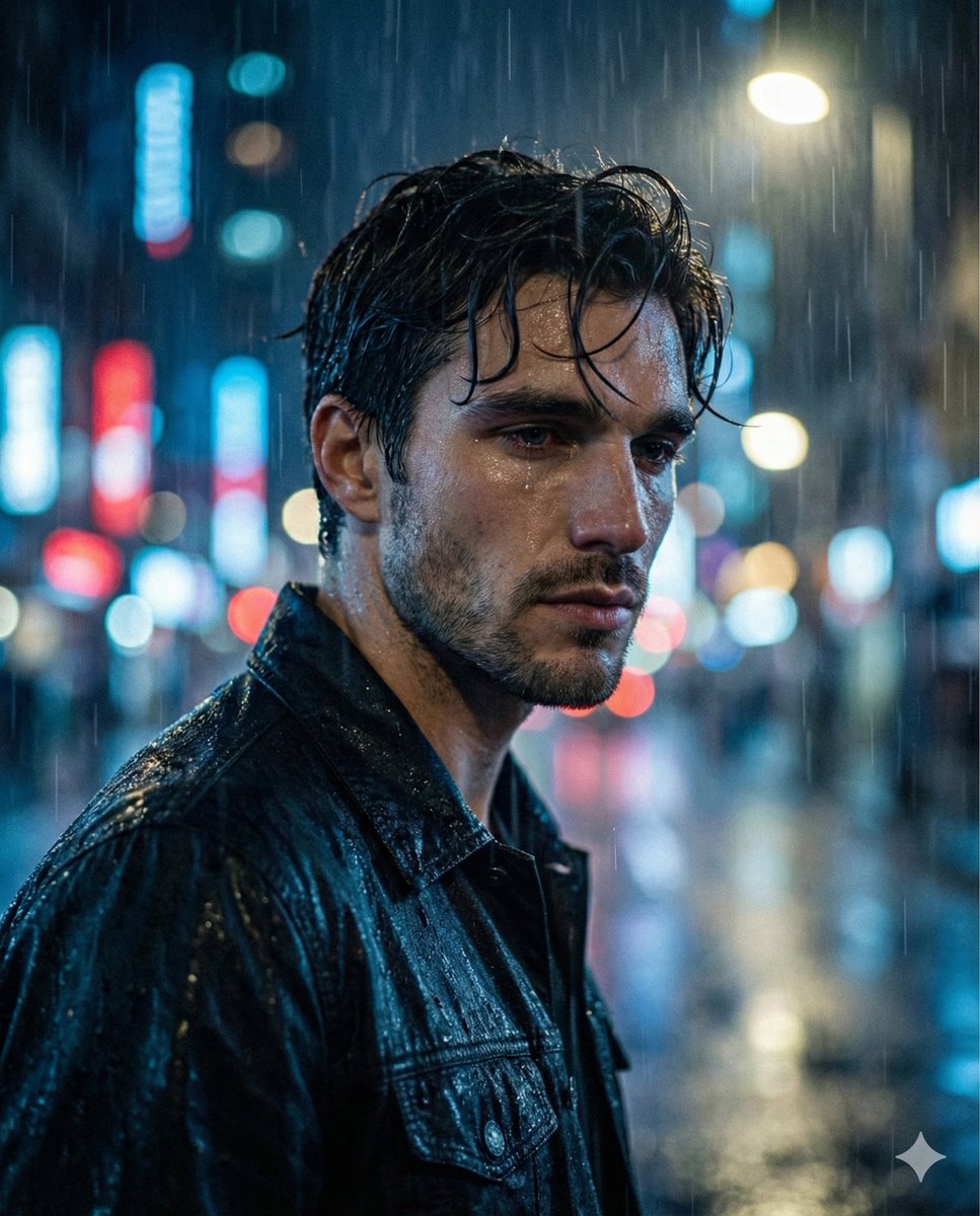 Melancholic Sad Boy in the Rain (Reference Face)