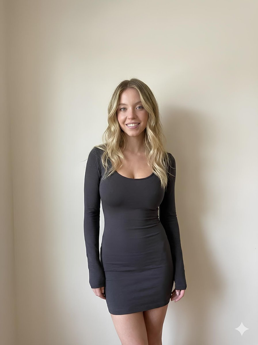 Minimalist Photorealistic Portrait in Mini Dress — example 1