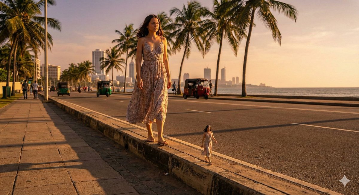 Surreal cinematic street photography with scale contrast — example 2