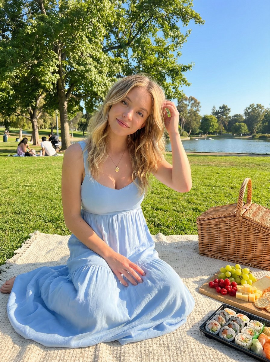 Golden Hour Picnic Lifestyle Editorial Prompt — example 1
