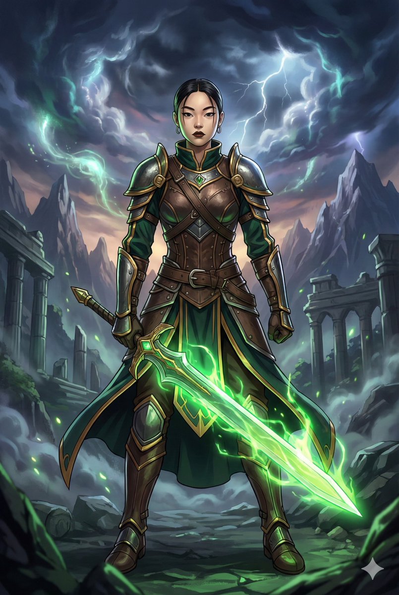 Combining image generation prompts for a fantasy card style — example 2