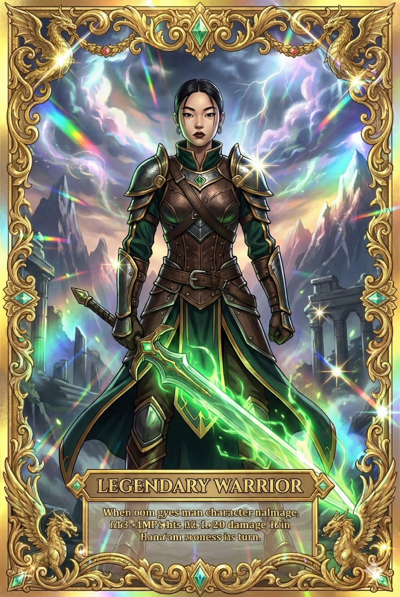 Combining image generation prompts for a fantasy card style — example 3