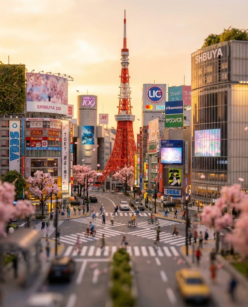 Tilt-Shift Tokyo Diorama at Sunset — example 1
