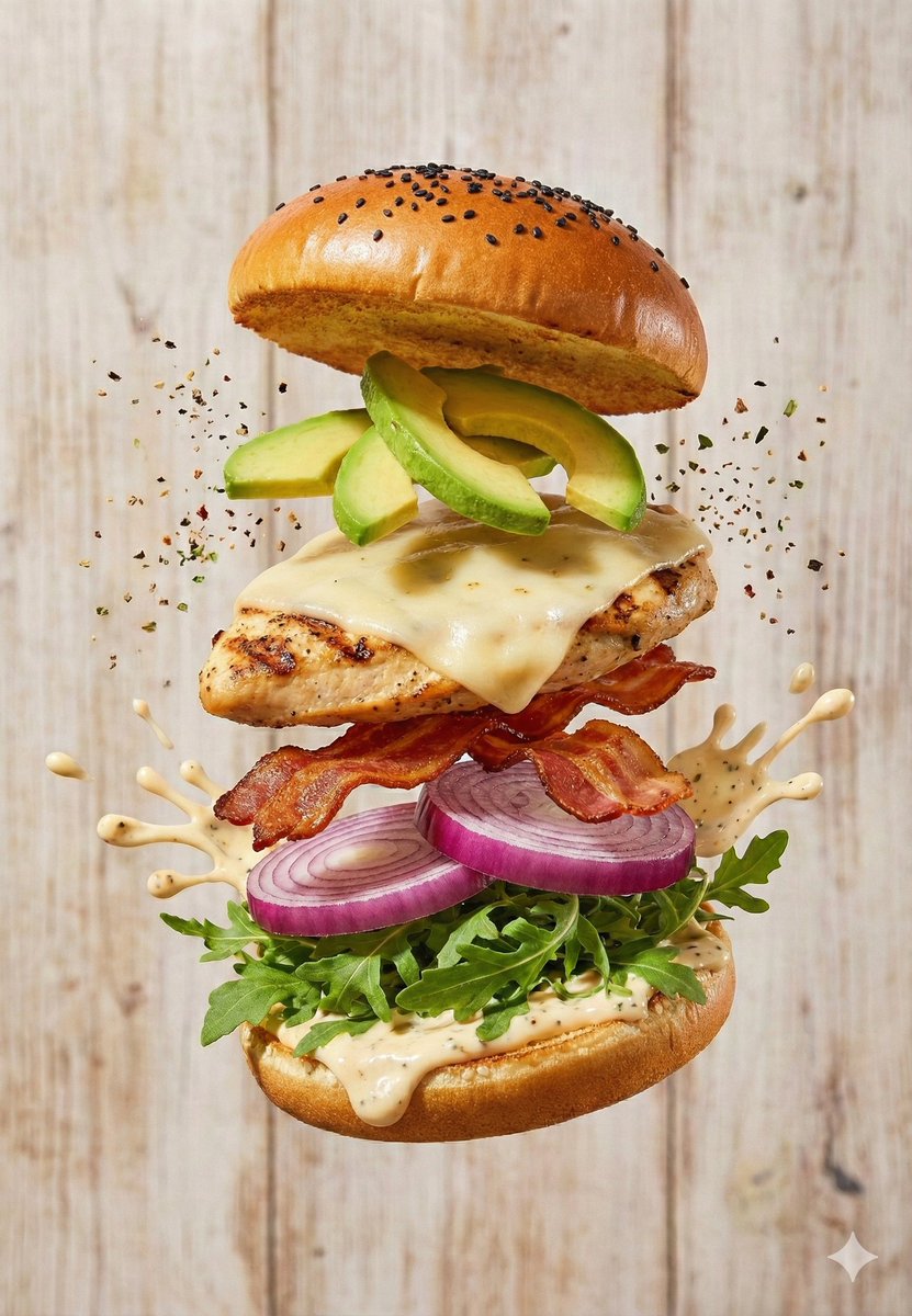 Floating Gourmet Burger Commercial Shot — example 1