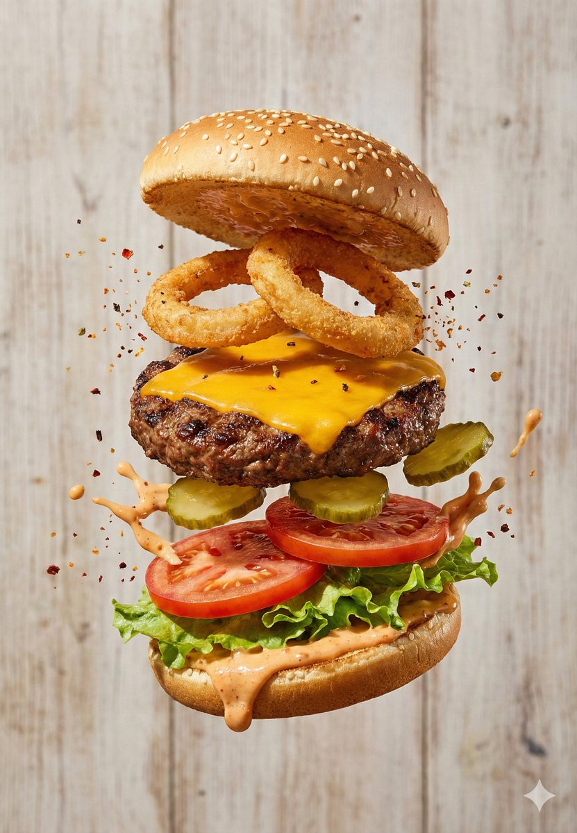 Floating Gourmet Burger Commercial Shot — example 2