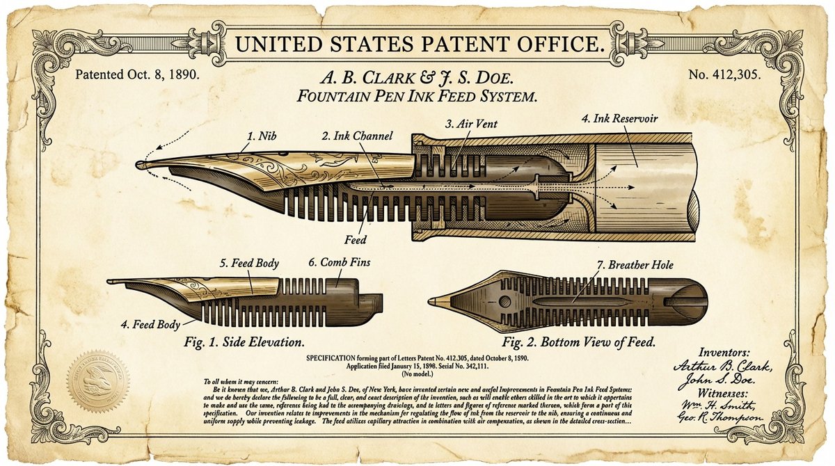 Vintage Patent Drawing Technical Illustration — example 3
