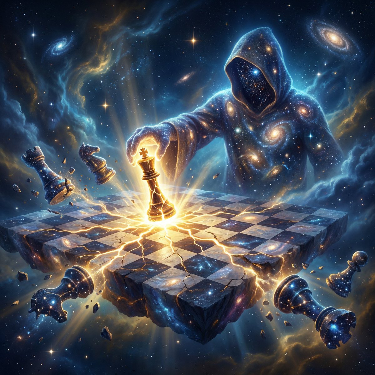 Cosmic Chessboard Checkmate Scene — example 1